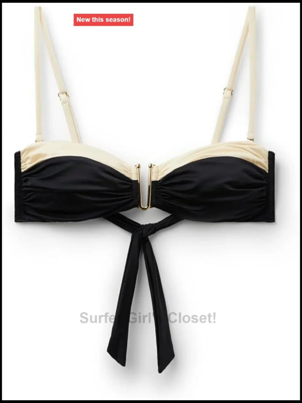 Bandeau Swimsuit Top Elegant Bicolor Lightly Padded
